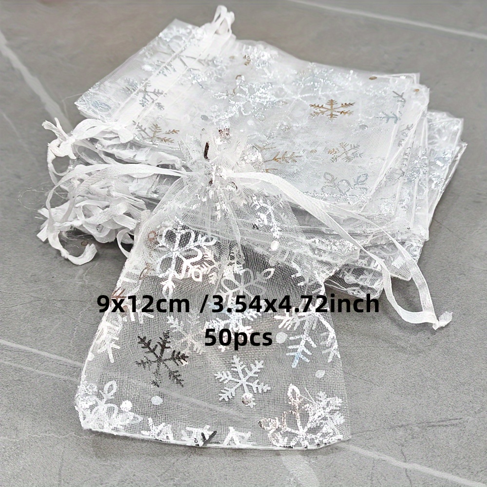 25pcs Snowflake Organza Gift Bags for Jewelry Packaging